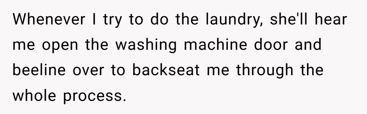 Whenever I try to do the laundry, she'll hear me open the washing machine door and beeline over to backseat me through the whole process.