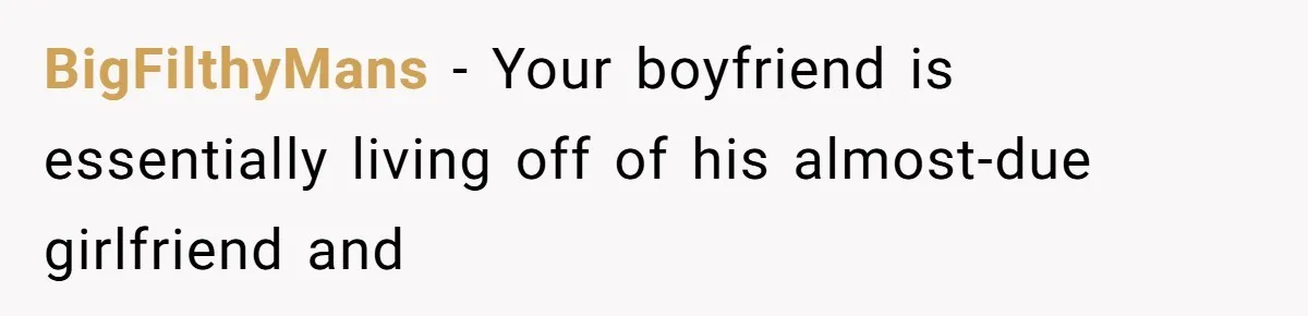 BigFilthyMans − Your boyfriend is essentially living off of his almost-due girlfriend and