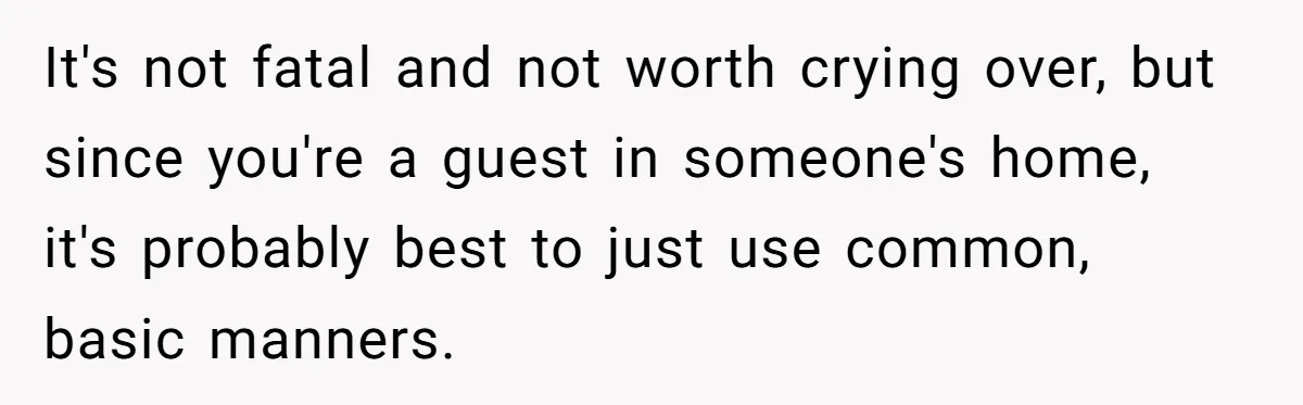It's not fatal and not worth crying over, but since you're a guest in someone's home, it's probably best to just use common, basic manners.