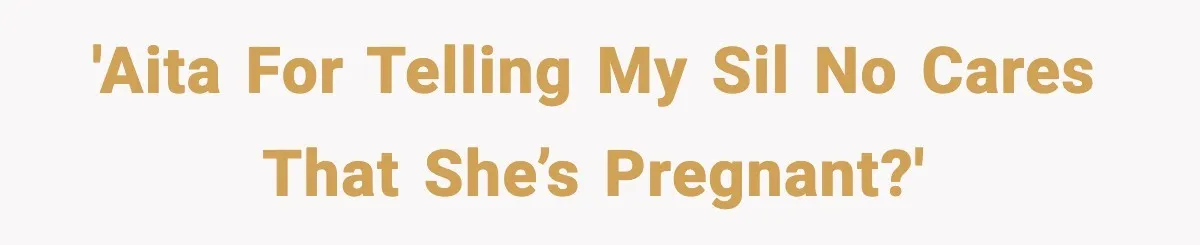 'AITA for telling my SIL no cares that she’s pregnant?'