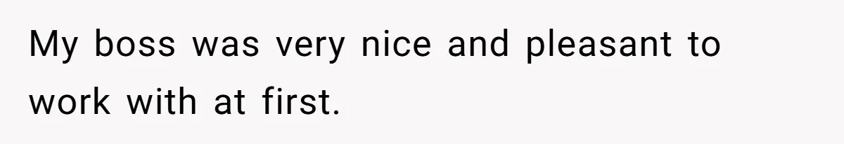 My boss was very nice and pleasant to work with at first.