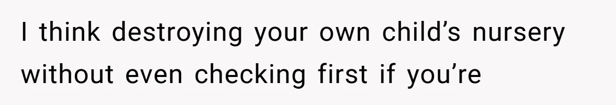 I think destroying your own child’s nursery without even checking first if you’re