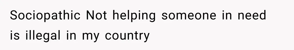 Sociopathic Not helping someone in need is illegal in my country