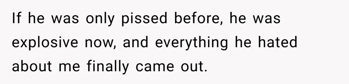 If he was only pissed before, he was explosive now, and everything he hated about me finally came out.