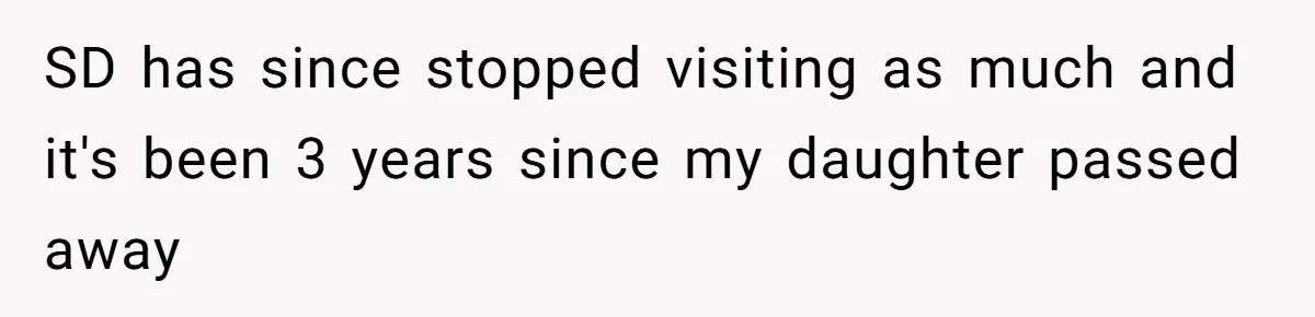 SD has since stopped visiting as much and it's been 3 years since my daughter passed away