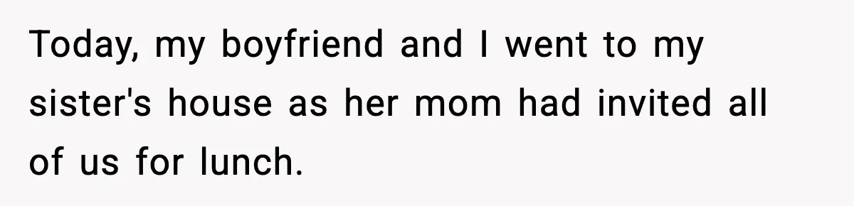 Today, my boyfriend and I went to my sister's house as her mom had invited all of us for lunch.