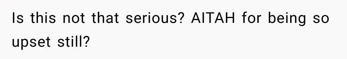 Is this not that serious? AITAH for being so upset still?