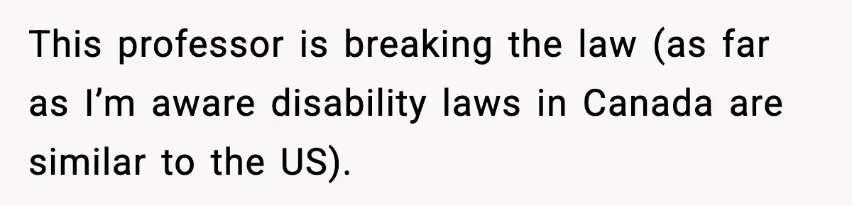 This professor is breaking the law (as far as I’m aware disability laws in Canada are similar to the US).