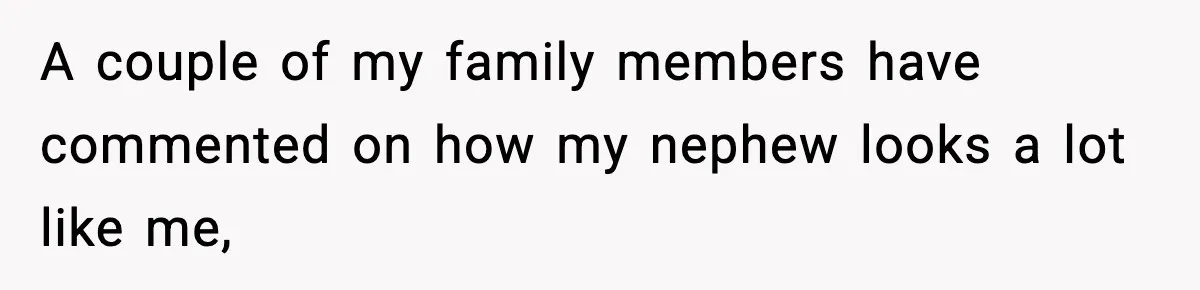 A couple of my family members have commented on how my nephew looks a lot like me,