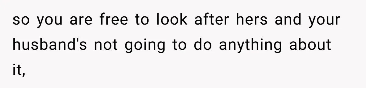 Woman Babysits SIL’s Kids For Free, Then Sees Texts Calling Her “Annoying” And Refuses To Help Again so you are free to look after hers and your husband's not going to do anything about it,