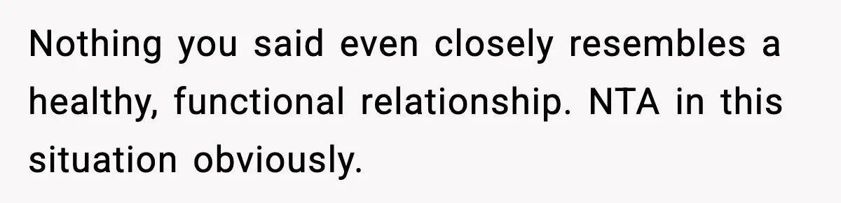 Nothing you said even closely resembles a healthy, functional relationship. NTA in this situation obviously.
