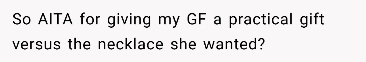 So AITA for giving my GF a practical gift versus the necklace she wanted?