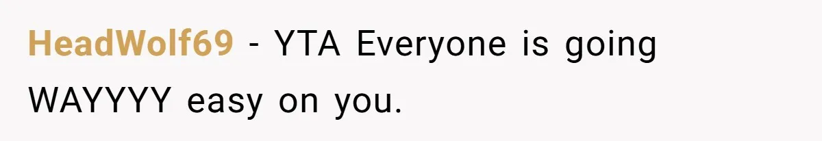 HeadWolf69 − YTA Everyone is going WAYYYY easy on you.