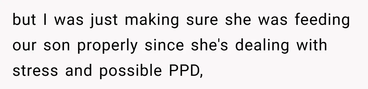 but I was just making sure she was feeding our son properly since she's dealing with stress and possible PPD,
