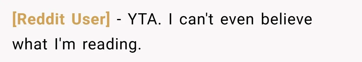 [Reddit User] − YTA. I can't even believe what I'm reading.