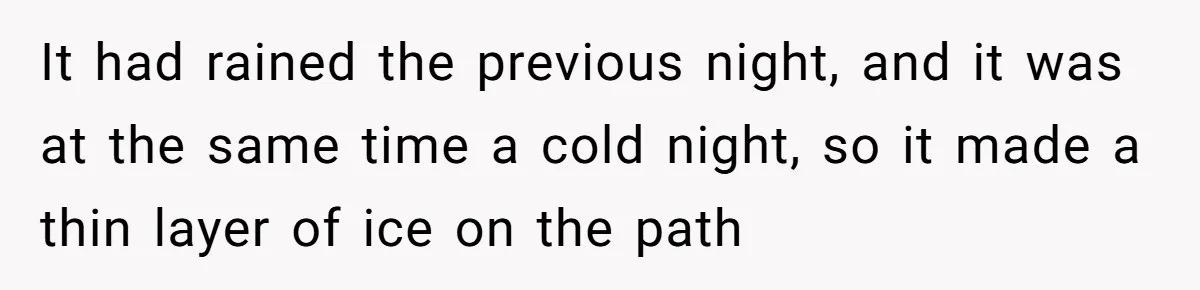 It had rained the previous night, and it was at the same time a cold night, so it made a thin layer of ice on the path