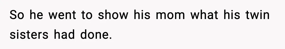 Little Sister Gets Perfect Payback After Relentless Sleepover Pranks So he went to show his mom what his twin sisters had done.