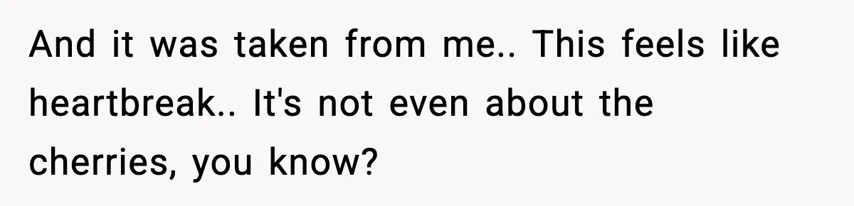 Gardener Devastated After MIL Harvests Entire Cherry Crop While She Was At Work And it was taken from me.. This feels like heartbreak.. It's not even about the cherries, you know?