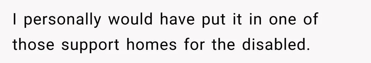 I personally would have put it in one of those support homes for the disabled.
