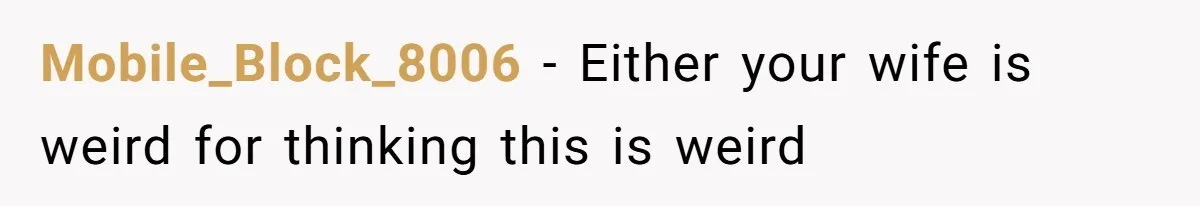 Mobile_Block_8006 − Either your wife is weird for thinking this is weird