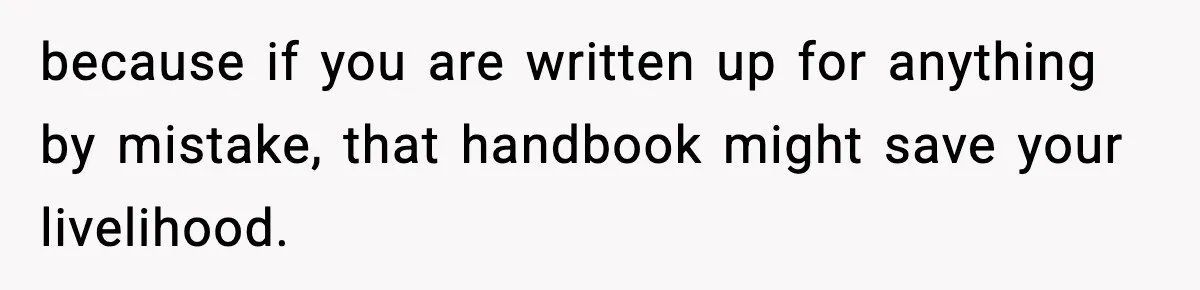 because if you are written up for anything by mistake, that handbook might save your livelihood.