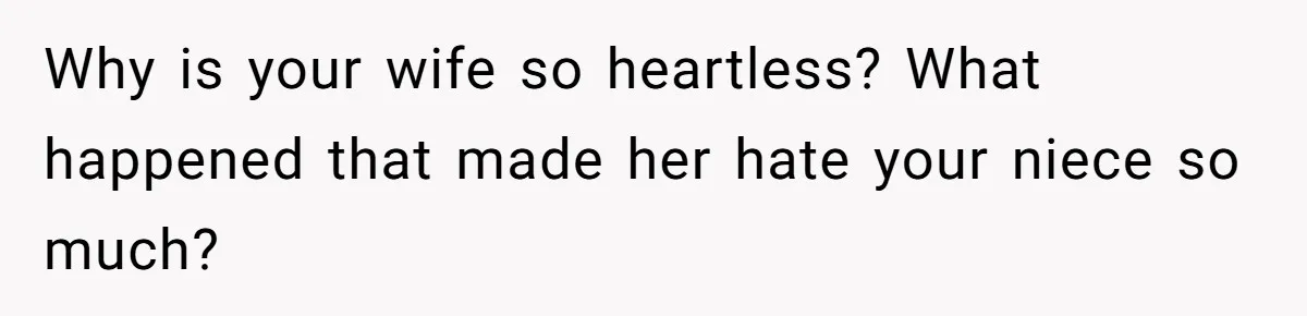 Why is your wife so heartless? What happened that made her hate your niece so much?