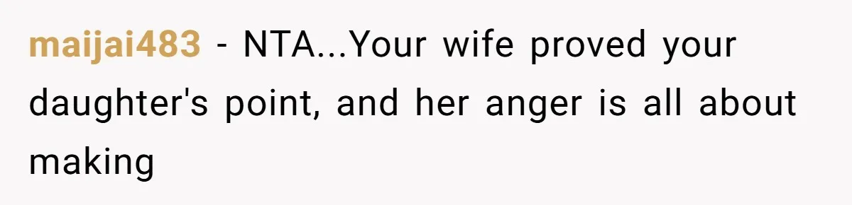 maijai483 − NTA...Your wife proved your daughter's point, and her anger is all about making