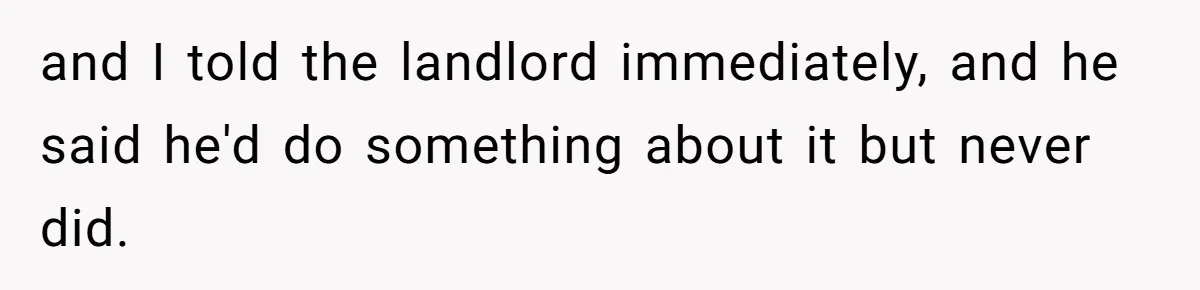 and I told the landlord immediately, and he said he'd do something about it but never did.