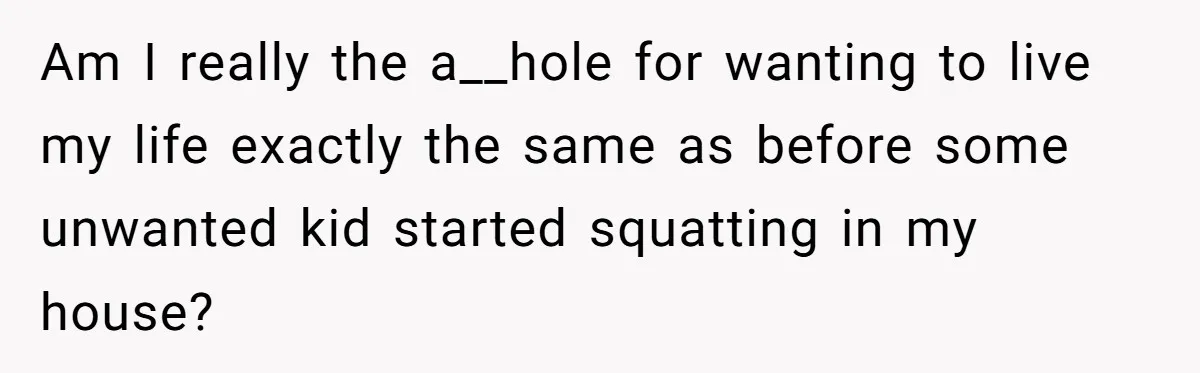 Am I really the a__hole for wanting to live my life exactly the same as before some unwanted kid started squatting in my house?