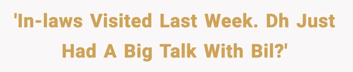 'In-laws visited last week. DH just had a big talk with BIL?'