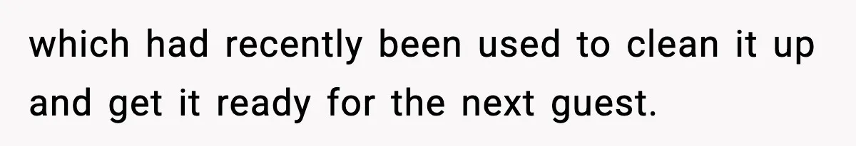 which had recently been used to clean it up and get it ready for the next guest.