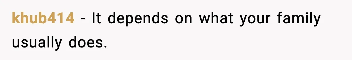khub414 - It depends on what your family usually does.