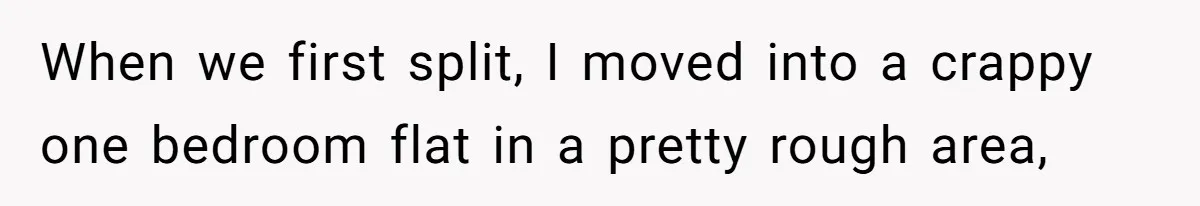 When we first split, I moved into a crappy one bedroom flat in a pretty rough area,