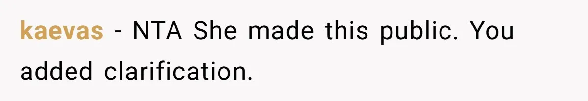 kaevas − NTA She made this public. You added clarification.