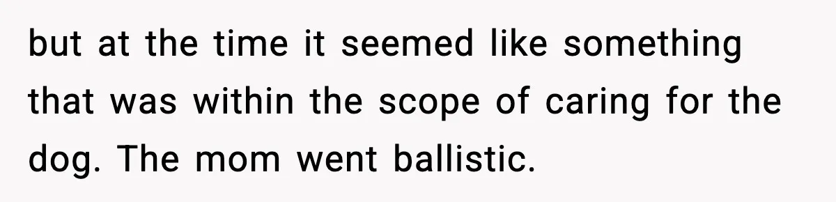 Babysitter Refuses To Return After Mom Fires Him For Brushing Dog, Then Begs Him To Come Back but at the time it seemed like something that was within the scope of caring for the dog. The mom went ballistic.