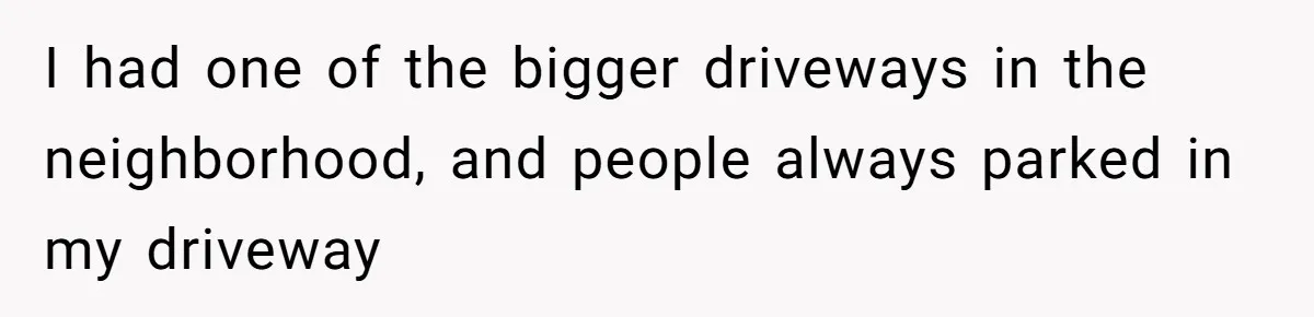 I had one of the bigger driveways in the neighborhood, and people always parked in my driveway