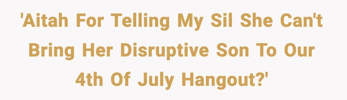 'AITAH for telling my SIL she can't bring her disruptive son to our 4th of july hangout?'