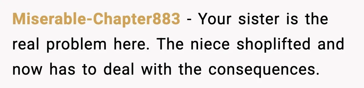 Miserable-Chapter883 - Your sister is the real problem here. The niece shoplifted and now has to deal with the consequences.