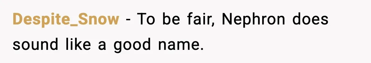 Despite_Snow - To be fair, Nephron does sound like a good name.