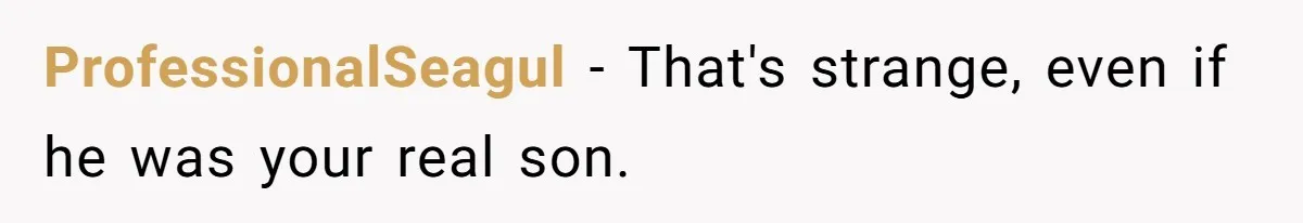 ProfessionalSeagul − That's strange, even if he was your real son.