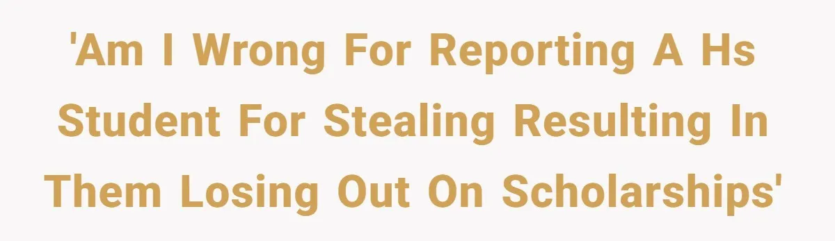 'Am I wrong for reporting a HS student for stealing resulting in them losing out on scholarships'