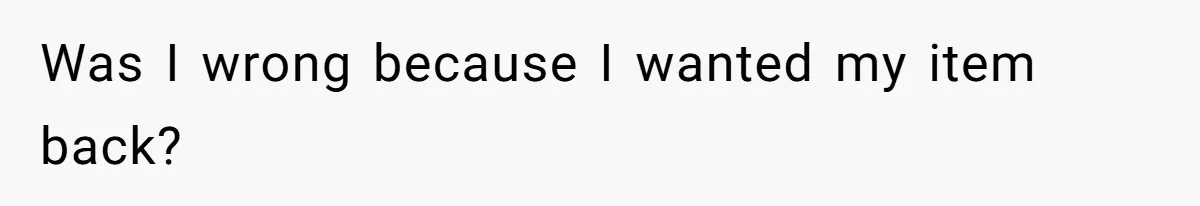Was I wrong because I wanted my item back?