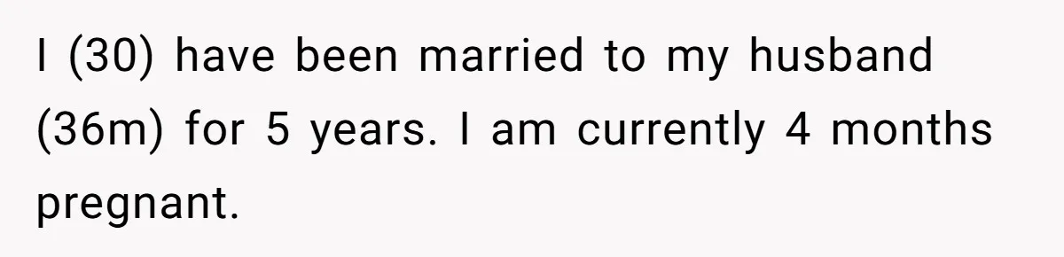 I (30) have been married to my husband (36m) for 5 years. I am currently 4 months pregnant.