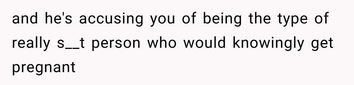 and he's accusing you of being the type of really s__t person who would knowingly get pregnant