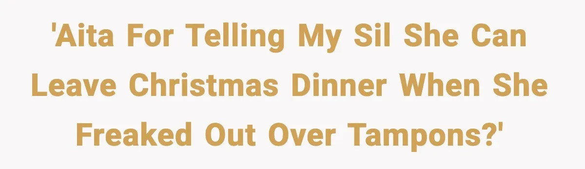 'AITA for telling my SIL she can leave Christmas dinner when she freaked out over tampons?'
