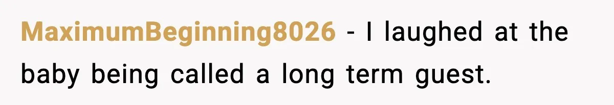 MaximumBeginning8026 - I laughed at the baby being called a long term guest.