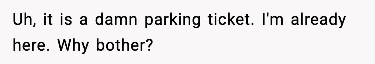 Uh, it is a damn parking ticket. I'm already here. Why bother?