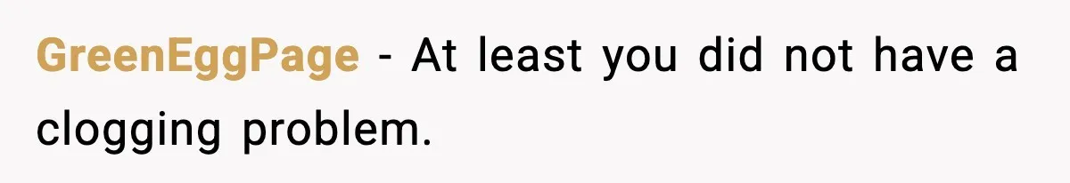 GreenEggPage - At least you did not have a clogging problem.