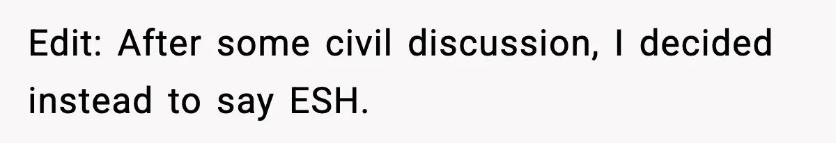 Edit: After some civil discussion, I decided instead to say ESH.