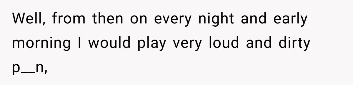 Well, from then on every night and early morning I would play very loud and dirty p__n,